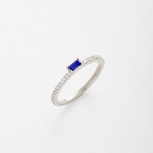Asteria Blue Sapphire Stack Ring with Diamonds
