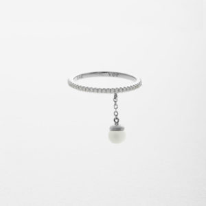 Asteria Diamond Stack Ring with Pearl