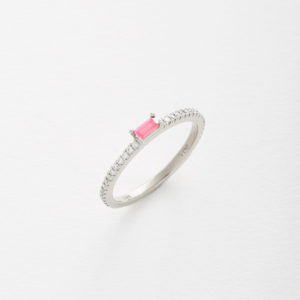 Asteria Pink Sapphire Stack Ring with Diamonds