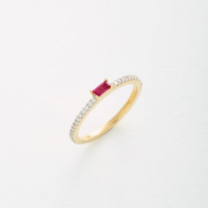 Asteria Ruby Stack Ring with Diamonds