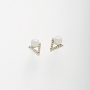 Victory Diamond and Pearl Stud Earrings