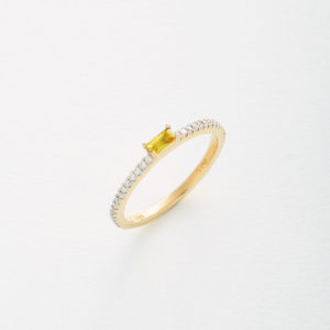Asteria Yellow Sapphire Stack Ring with Diamonds