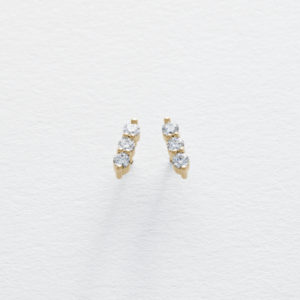 Diamond 3 Stone Stud Earrings