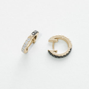 Diamond and Black Diamond Reversible Mini Huggie Earrings