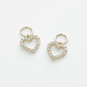Diamond and Black Diamond Reversible Mini Huggie Earring Heart Charms (Single Charm)